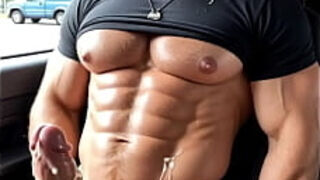 Ai-generated Muscle Studs&colon; Car Blowjob Craving