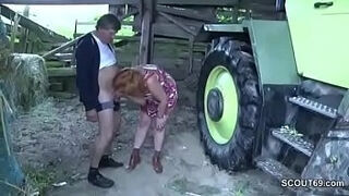 German Milf Step Fuck Outdoor On Farm