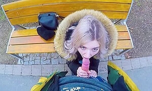 Eva Elfie In Cute Teen 18+ Swallows Cum For Cash - Public Blowjob In The Park By
