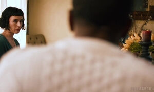 Dashing Brunette Spit-roasted By A Pair Of Oversized Black Shafts