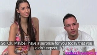 Femaleagent Milf Gets His Wifes Pussy Wet For Him On The Casting Couch