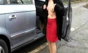 amateur , clothed , cuckold , heels , milf , outdoor , public , pussy , stockings , 