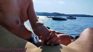 French Milf Handjob Amateur On Nude Beach Public In Greece To Stranger With Cumshot - Misscreamy