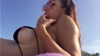 Italian Big Tits Milf Artemisia Love At The Beach In Florida Flashing Her Juicy Tits And Hard Nipples Play