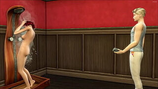 Stepson Walks Over His Stepmother Into The Bathroom While She Is Taking A Shower Then He Fucks Her