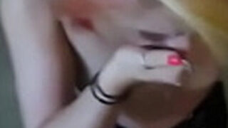 Amateur Blonde Teen Gags C&period; On Cum - Homemade Unexpected Cumshot