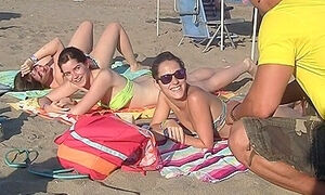 Spanish Chicks Seduced On A Beach