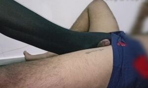 Dirty Talking Mistress In Stockings Gives Footjob