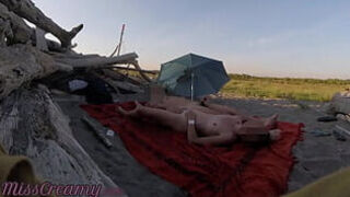 Stranger Caught My Wife Touching And Mutual Masturbating My Cock And Pussy On A Public Nude Beach With Cumshot - Misscreamy