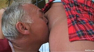 Brunette Teen Hooks Up With An Old Guy