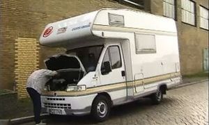 Hitchhiker Gets Into Motorhome, She Has To Stretched Her Gams If She Wants To Rail Along