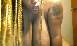 Black Bbw With Huge Tits Goes Crazy On Dildo, Screaming