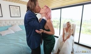 ass , big tits , blonde , blowjob , bride , dress , handjob , milf , threesome , wedding , 