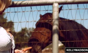 Gorgeous Buxom Blonde Mature Cowgirl Kelly Madison Rides Hefty Dick Of Her Horny Stallion