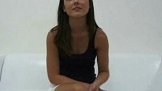 Amazing Brunette Fucks On White Couch