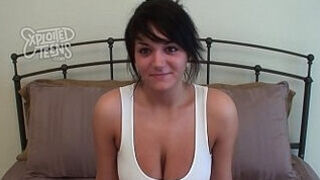 19 Year Old Amateur With Giant Ddd Titties Licks The Cameraman's Ass