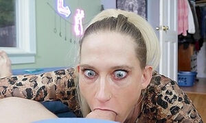 Step Mommy Comes In While Playing Fortnite For A Big Eyed Blowjob