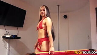 Big Cock Sex Tourist Creams Red Lingerie Colombian Stripper Tight Wet Gripping Pussy