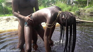 Hot Skinny African Village Not Even Surprised To Get Fuck Unexpectedly While She Was Bathing Outdoor In The Forrest